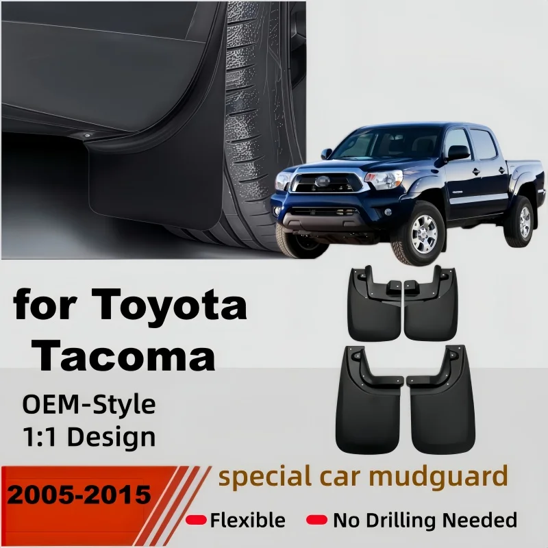 Mud Flaps Splash Guards 4PCS Front & Rear Side Mud Guards Compatible with Toyota Tacoma with Fender Flares 2005-2015