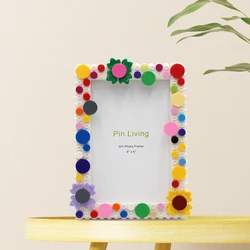 1PC DIY Sunflower Photo Frame,Simple Color Block ,Picture Frame For Home Decoration,Handmade Creative Activity Gift