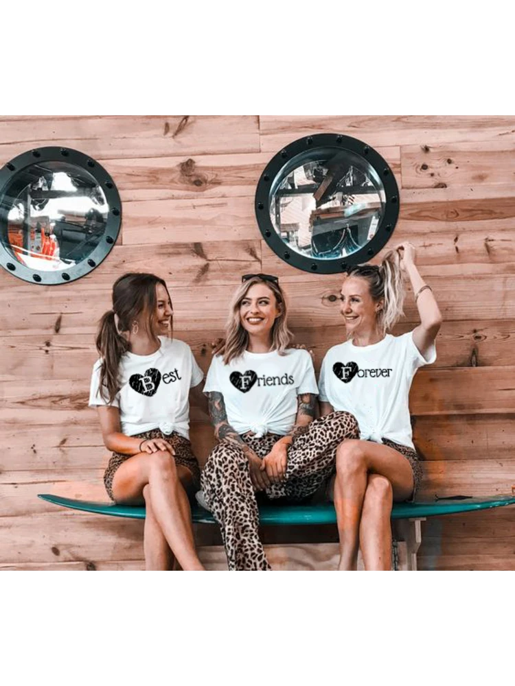 

1/pcs Best Frieds Forever Harajuku Tees Women 80s 90s Fashion Grunge T Shirt Best Friend Matching Shirt BFF Friend Gift Tops