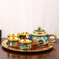 6Pcs/set Vintage Light Luxury Tea Set Creative Household Tea Pot Tea Cup Tray For Livingroom Office Decorations