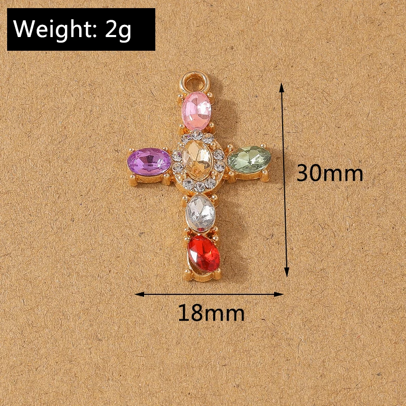 5 pcs Gorgeous Rhinestones Crystal Cross Charms Pendant for Necklace Earrings Bracelet DIY Jewelry Making Accessories Supplies