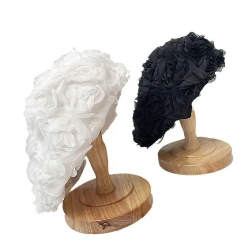 

X5XA Элегантный берет с розами для женщин Стильная уличная шляпа Модный аксессуар идеально подходит для повседневной работы и