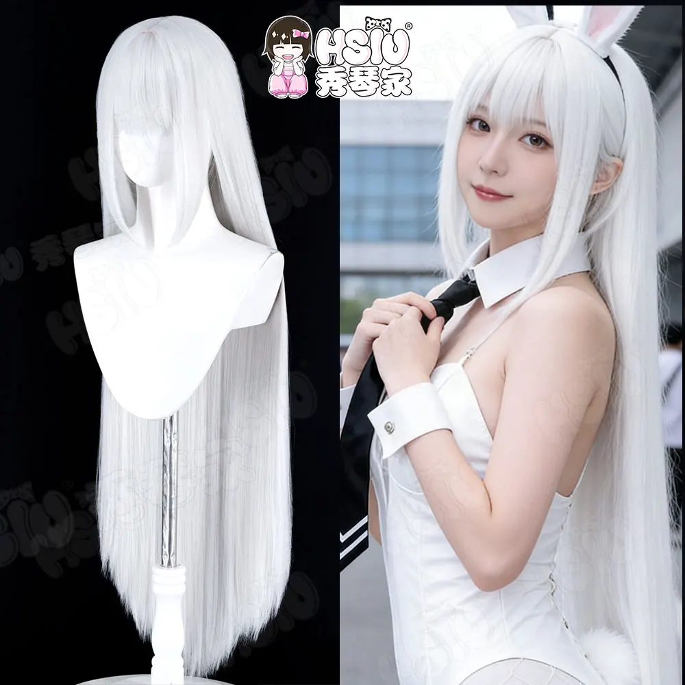 

Парик для косплея NIKKE Blanc HSIU, 100 см, серебристо-белый, длинные волосы, термостойкий, синтетический, для косплея по игре NIKKE