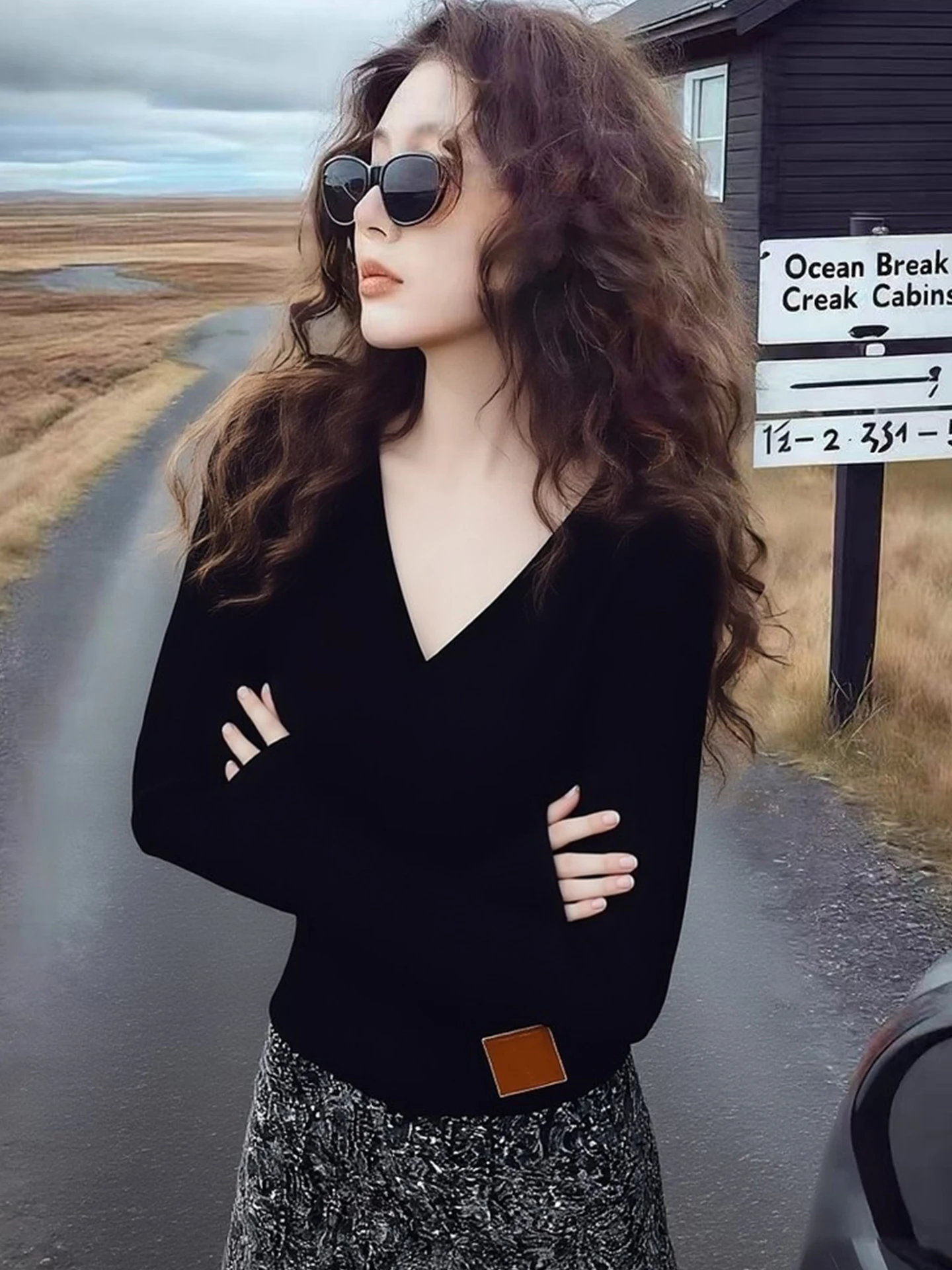 

Slim Fit V-Ne Трикотаж Long Sve Женский базовый слой irt Удобная для кожи Зимняя модная внутренняя одежда Повседневный топ