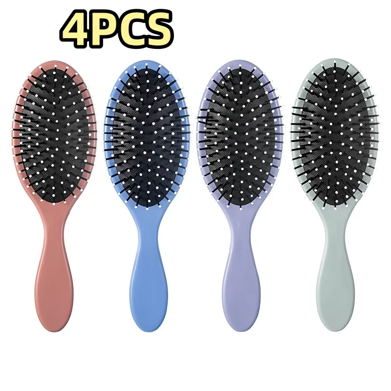 

4Pcs Simple Oval Morandi Color Air Cushion Comb Air Bag Comb Household Scalp Massage Comb Smooth Hair and Knot-Free Comb [Pink Green Blue Purple]
