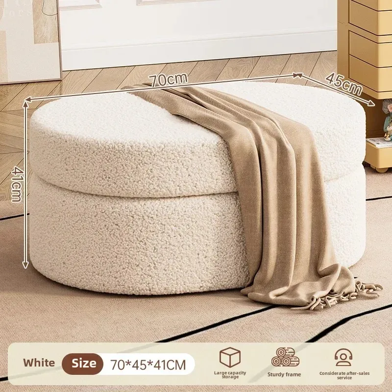 Advanced Foot Seat Multifunctional Shoe Changing Stool Comfortable Lamb Cashmere Hallway Bench Creative Storage Home Furniture