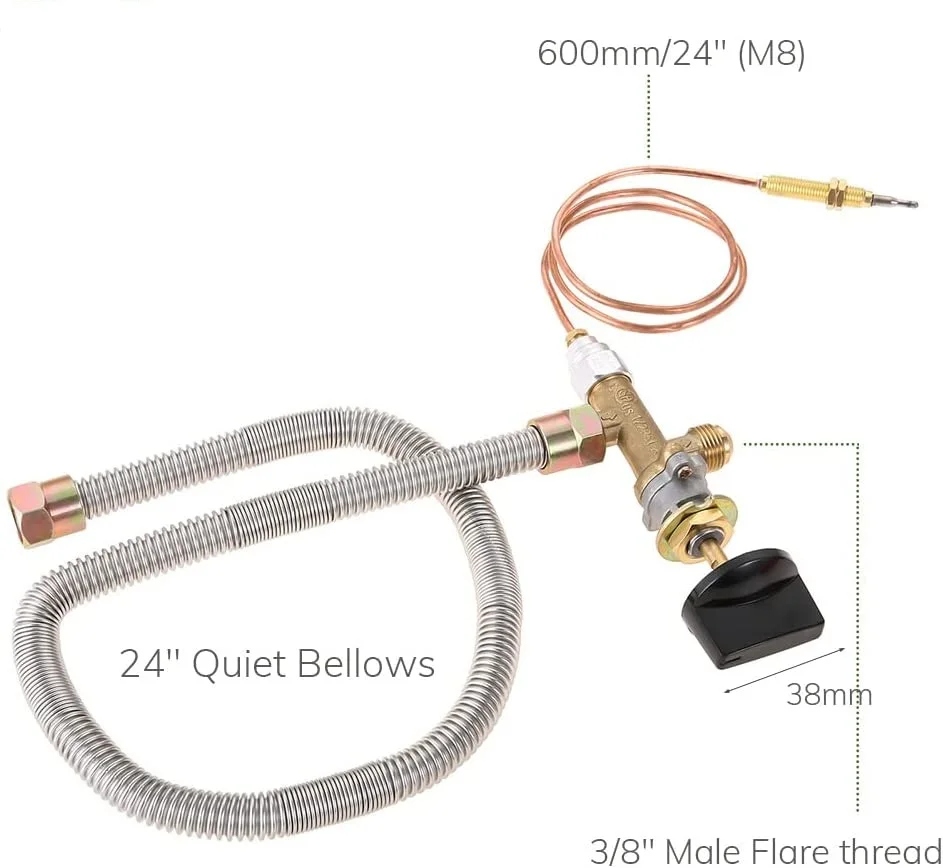 Газовая горелка для гриля, барбекю, патио, газовая горелка в сборе, комплект регулятора, шланг 1,5 м, 0,6 м, тихий сильфонный предохранительный клапан, термопара
