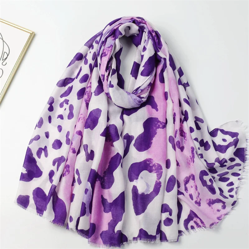 Winter Spain Thin Viscose Scarves Women Ombre Sexy Leopard Dot Shawls And Wraps Pashmina Stole Bufandas Muslim Sjaal 180*90Cm