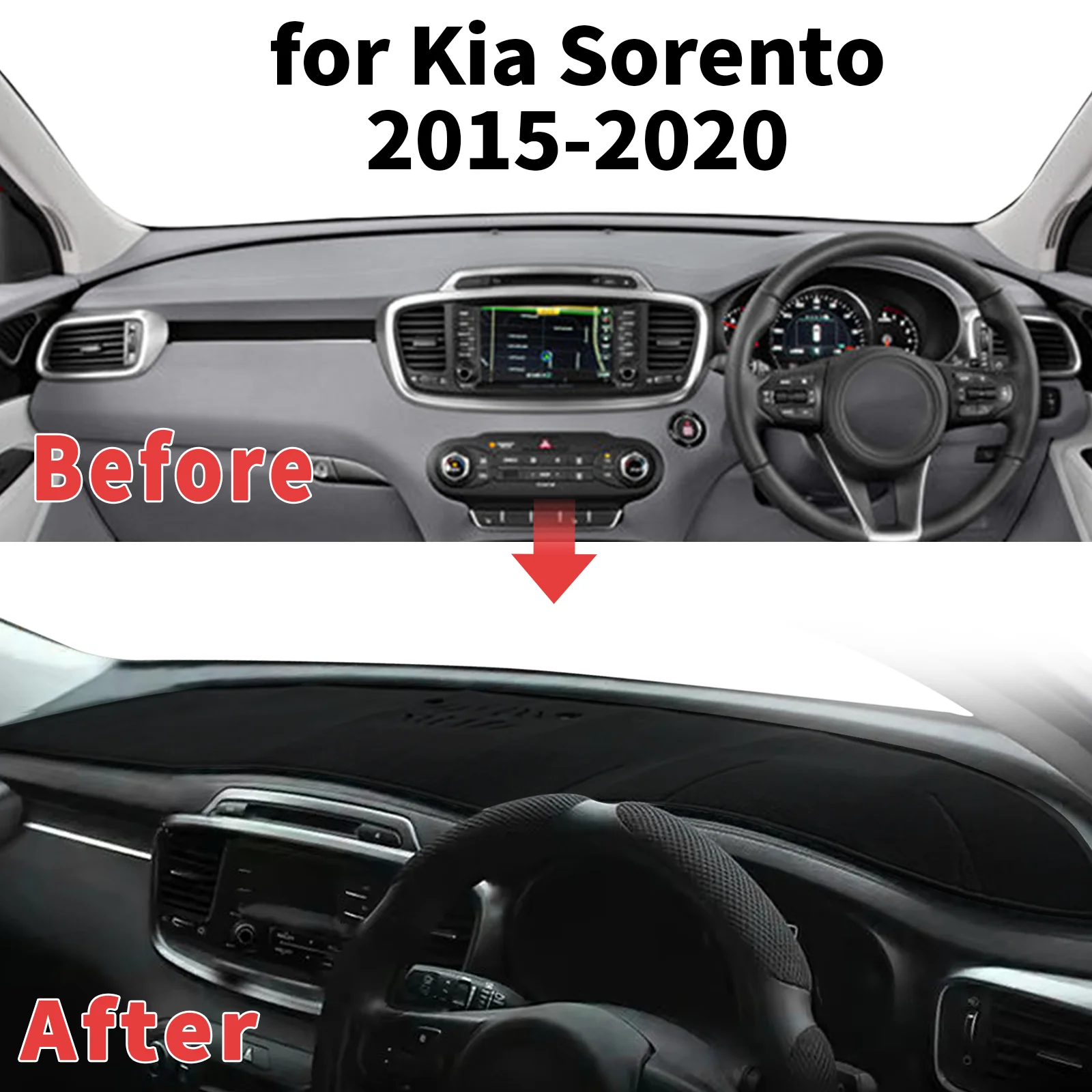 for Kia Sorento 2020 2019-2015 Dashboard Cover Sun Shade Protector Dashmat Anti-Glare UV Block Carpet Mat Automotive Dash Mat