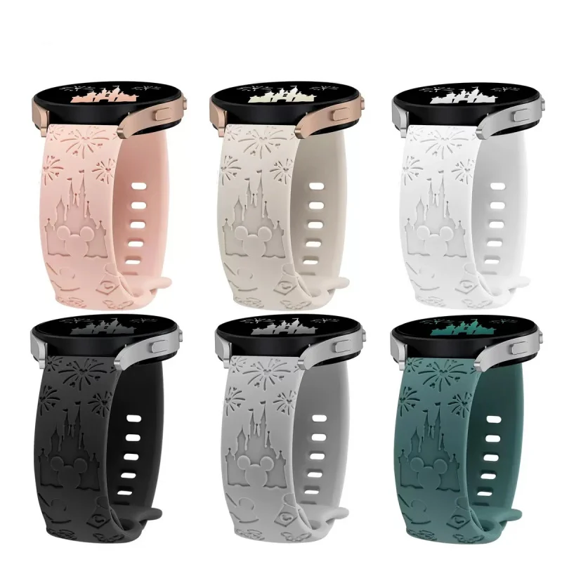 

Wearlizer Castle Floral Engraved Band for Samsung Galaxy Watch 6/5/4 Silicone Cute Fancy Sport Strap for Watch 5 Pro/Active 2