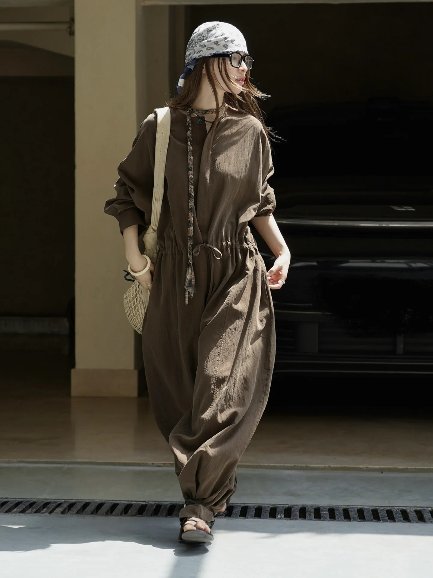SEIZPROJECTS Nuevo Mono de Pierna Ancha con Cintura Relajada Paris Lem, Pantalones Drapeados Transpirables para Mujer
