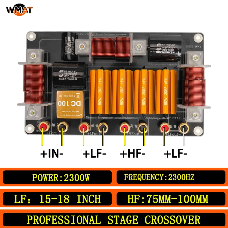 

3628/Passive 2Road 2300Hz For High Power daul 15-18Inch Woofer&75-100 core tweeter Audio 2300W Speaker Crossover Network