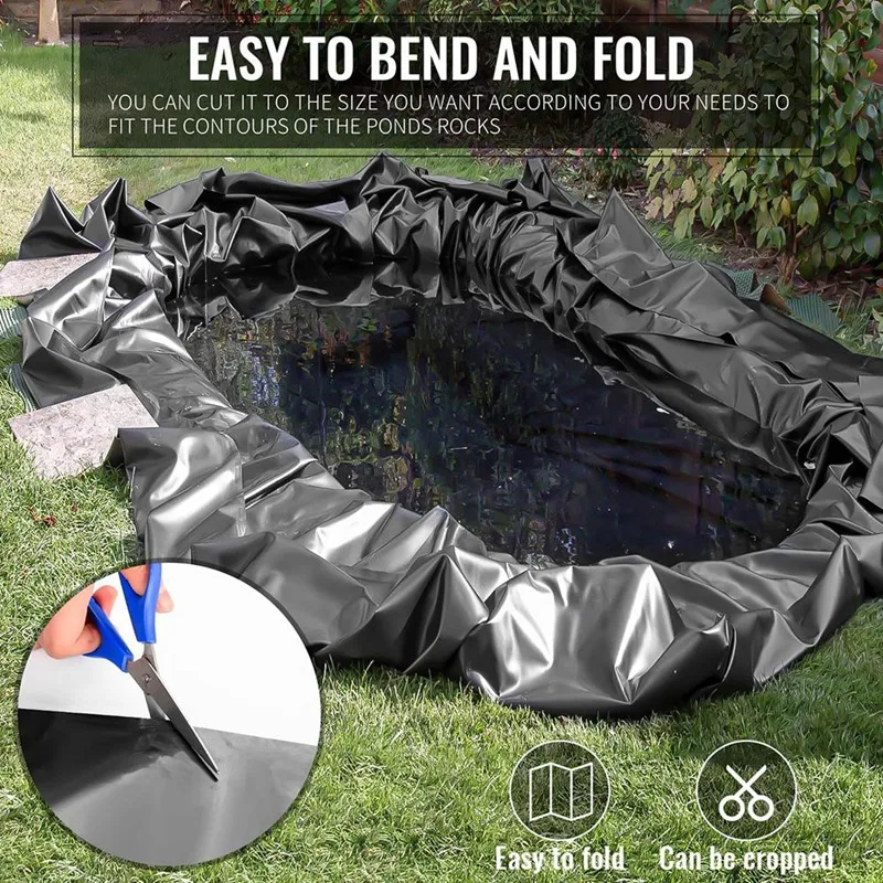 بطانة بركة 7 × 10 أقدام HDPE بطانات بركة السمك للبرك الخارجية، بطانة بركة للشلال، أسماك سوداء