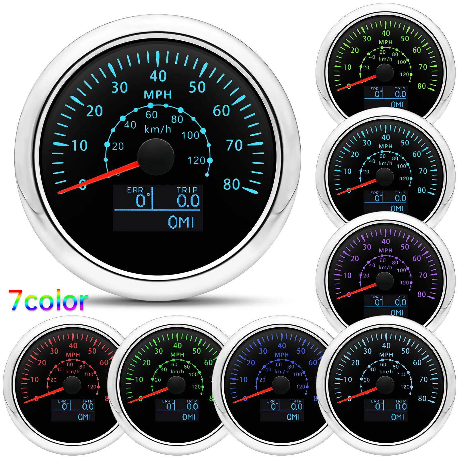 Waterproof 85mm GPS Speedometer  7 Colors LED Backlight Odometer Trip ODO COG For Marine Boat Car Motorcycle 9-32V