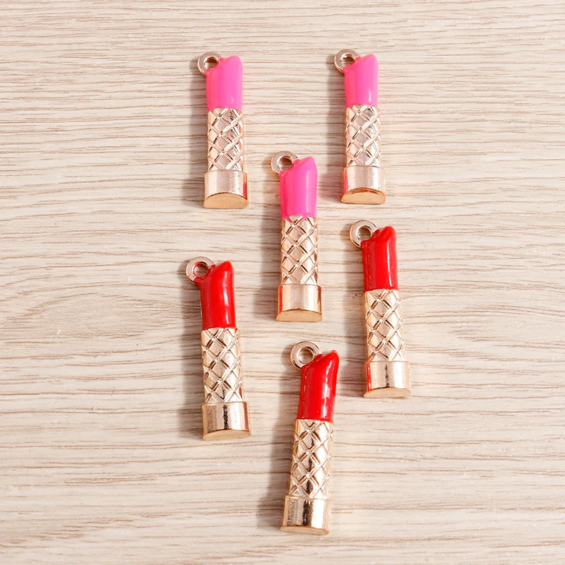 

10pcs 9x33mm Cute Enamel Lipstick Charms Pendants for Jewelry Making Drop Earrings Necklaces Bracelets DIY Crafts Accessories