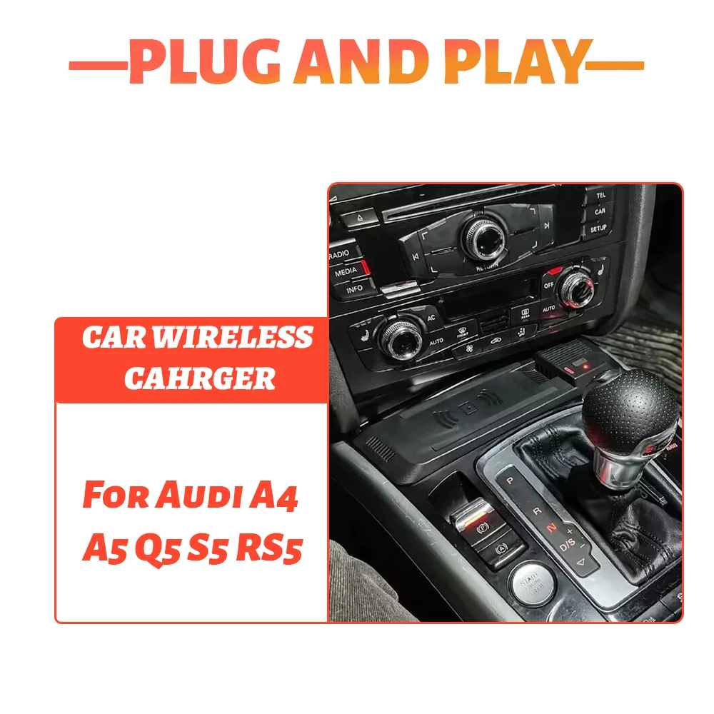 Car Fast wireless charger for Audi A4 B8 B9 A4 Allroad A5 S5 RS5 Q5 SQ5 phone holder adapter mobile mount charging pad