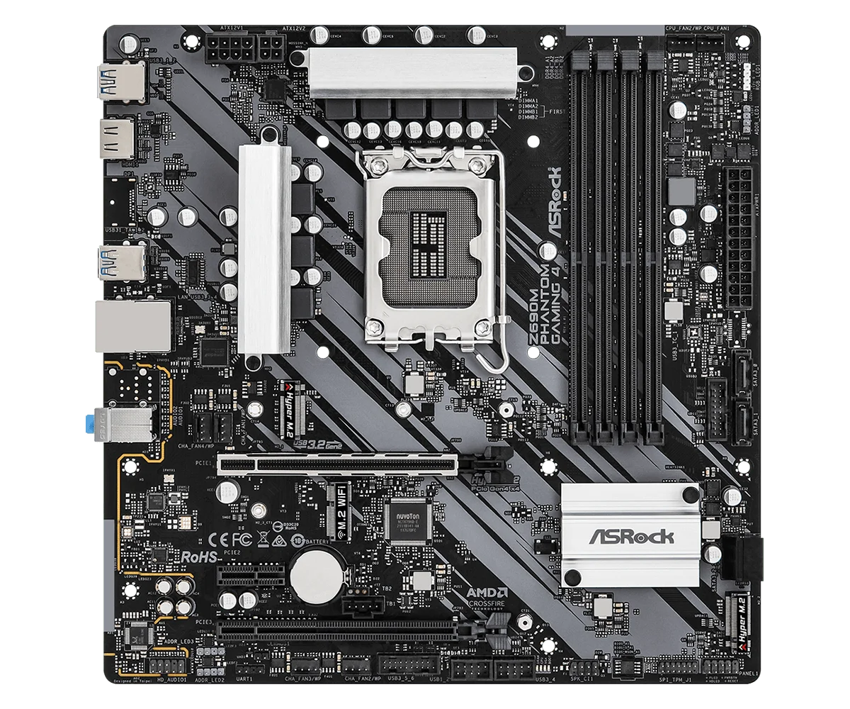 ASRock Z690M PHANTOM GAMING 4 Motherboard Intel Z690 LGA1700 Support 14900F 14700 13400 13600KF 12400 CPU DDR4 128GB M.2 CPU