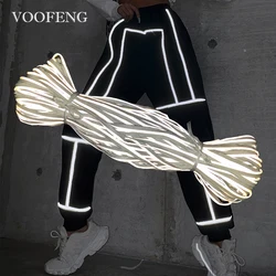 VOOFENG Reflective Fabric Piping Webbing 3M Heat Transfer Film High Silver Reflector Ultrasonic Pressure Seam Sew on Clothes Bag