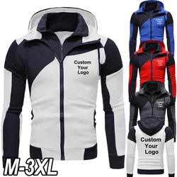 Hoodie Men Custom Your Logo Double Zipper Hoodie Jacket Winter Thicken Coat Hooded Sweatshirts Jacket Fashion Clothes