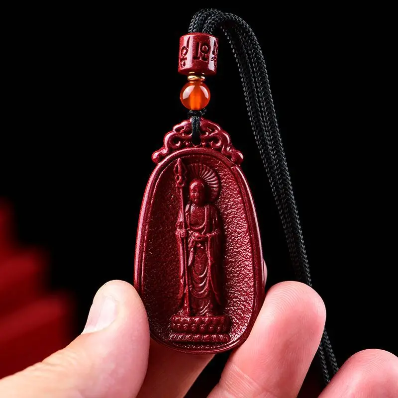 

Натуральная киноварь Ksitigarbha Бодхисаттва кулон-амулет пара этого года жизни защита благоприятные подвески сувенир подарок ювелирные изделия