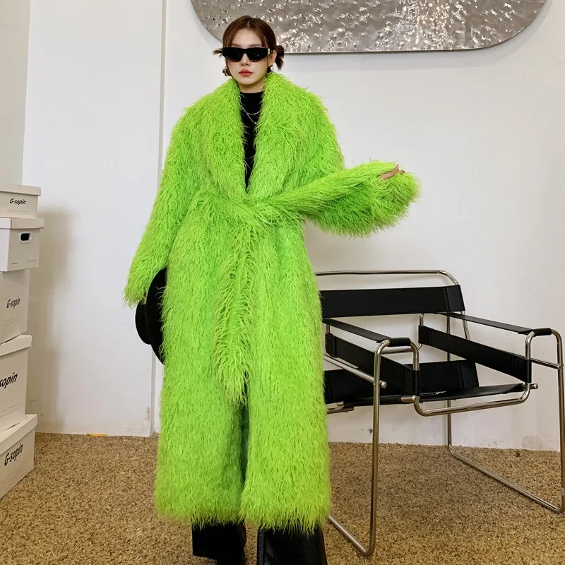 

Women's Clothing Fur Coats Wool Coats Extra-long Coat Below-the-knee Trench Coat Winter Coats Trendy Jacket Comfortable Tops