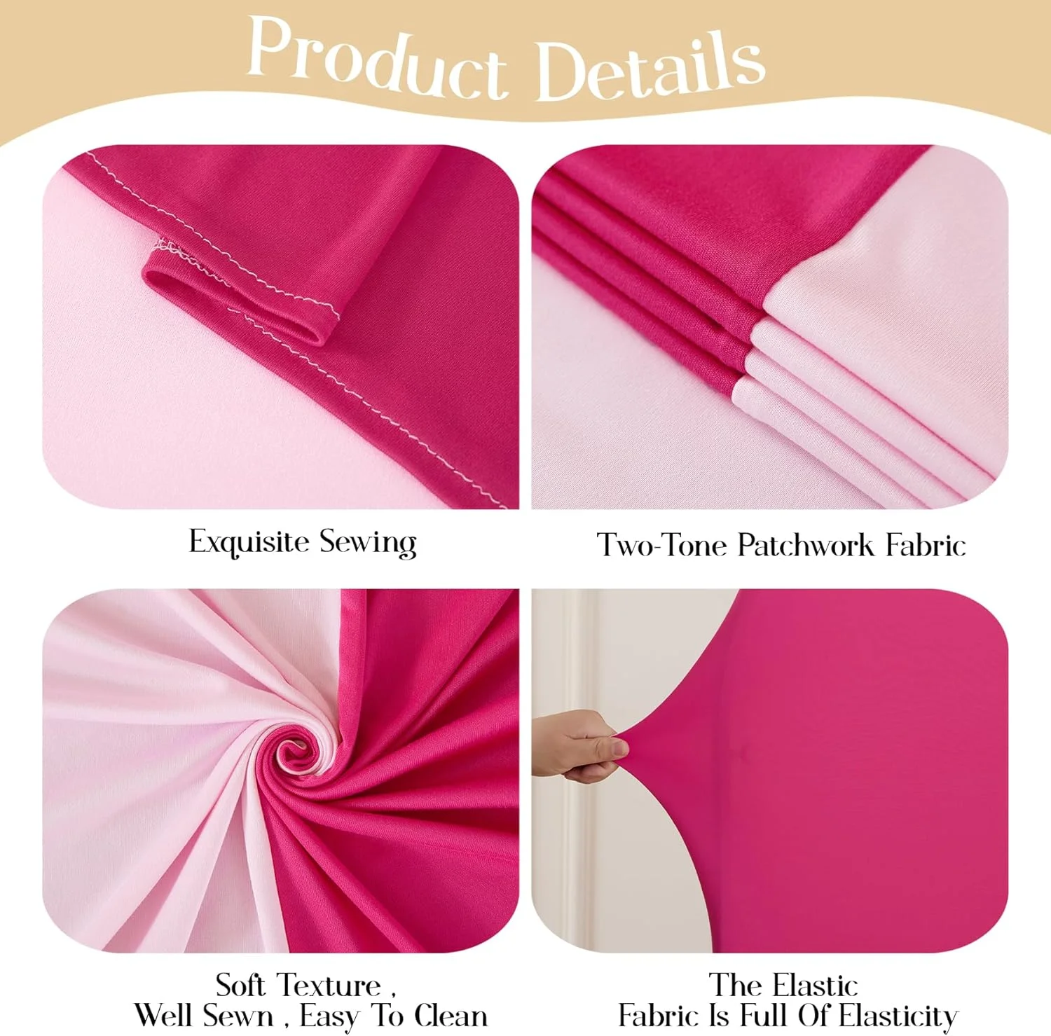 6–7,2 Fuß Rose Red Arch Cover Hintergrund Pink Hochzeit Spandex Arch Stand Cover Geburtstag Braut Party Baby Shower Foto Prop Deco – Detail 6
