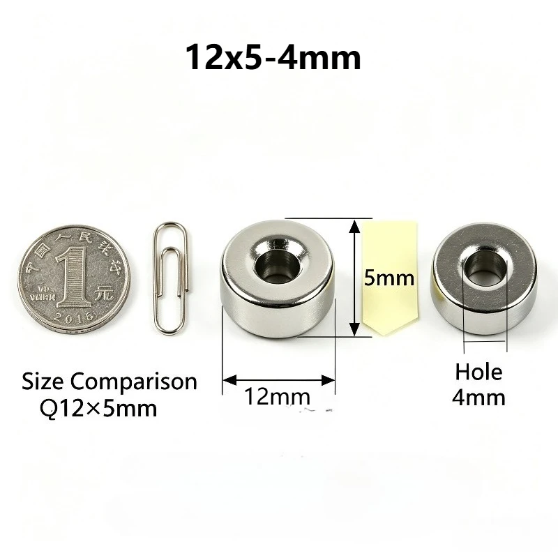 12x5‑4 mm Powerful Round Disc Countersunk Neodymium Magnet 12*5‑4 mm 4mm Hole Permanent NdFeB Magnet for Fridge DIY Industrial