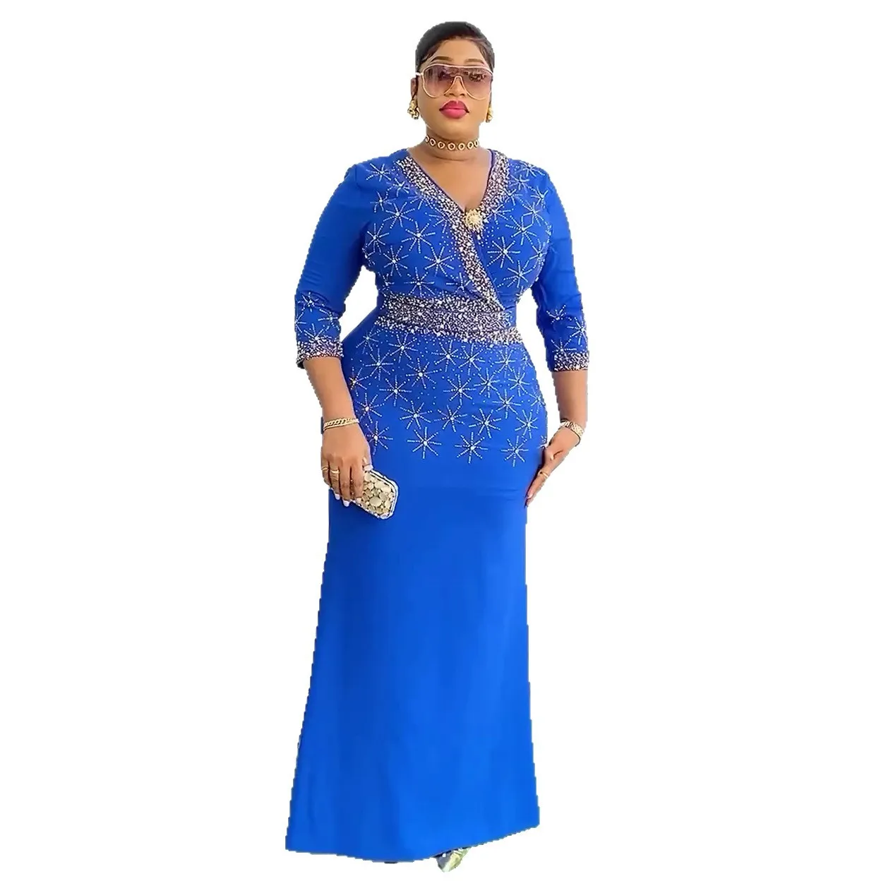 

Elegant Diamonds Evening Dresses for Women African Clothing Ankara Dashiki Wedding Party Gown Turkey Kaftan Dubai Abaya Vestidos
