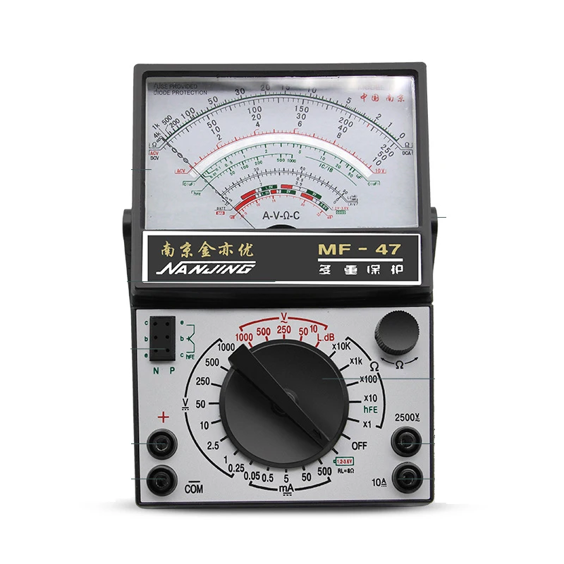 MF47 Pointer Multimeter DC Current 10A Tester Voltage Resistance Capacitance Analog Display Meter