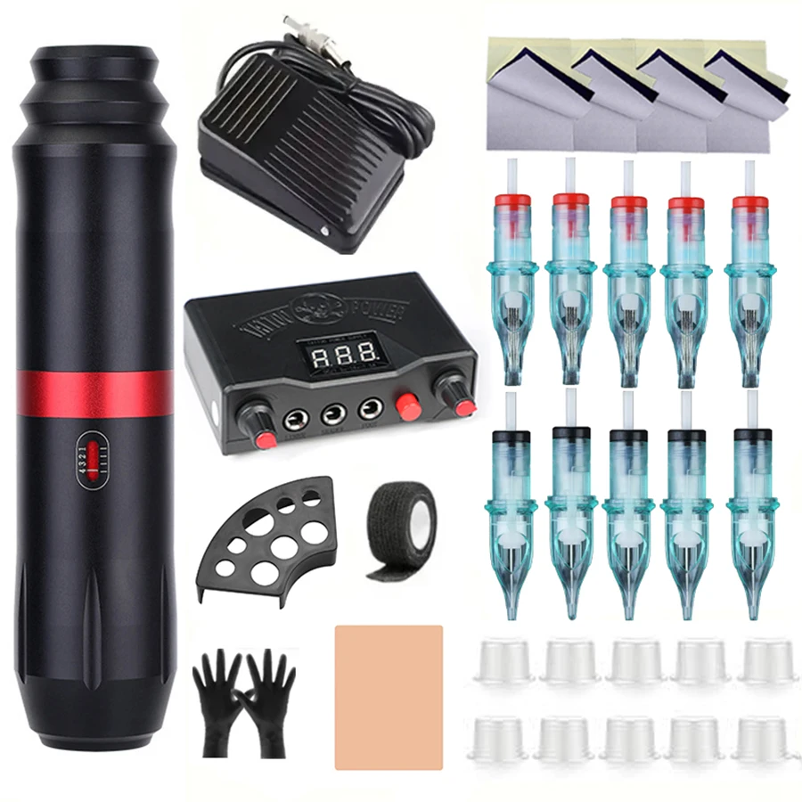 

Comprehensive Tattoo Artist Kit -Beginner-Friendly Tattoo PenMachine, Premium Needle Cartridges, Durable ink Cups