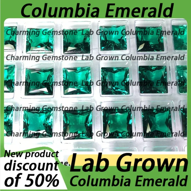 

Lab Grown Columbia Emerald Princess Cut Hydrothermal For Jewelry Setting&Custom Design Natural Colour Selectable AGL Certificate
