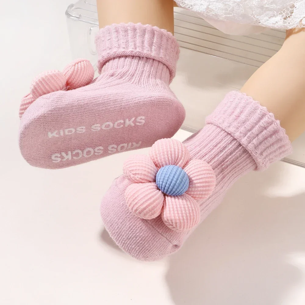 2Pcs Flower Baby Headband Socks Set Soft Nylon Hairband for Newborn Girl Elastic Floral Turban Short Sock Infant Headwear