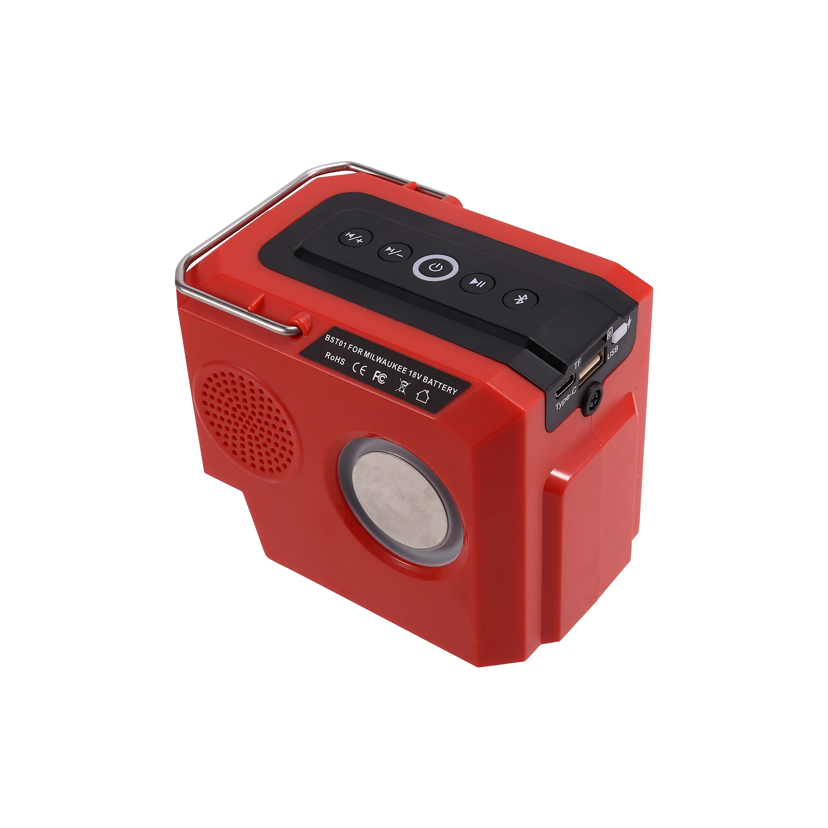 Portable Bluetooth Speaker for Milwaukee M18 18V Battery with USB&Type-C TF Card Port for Jobsite Camping & Partie