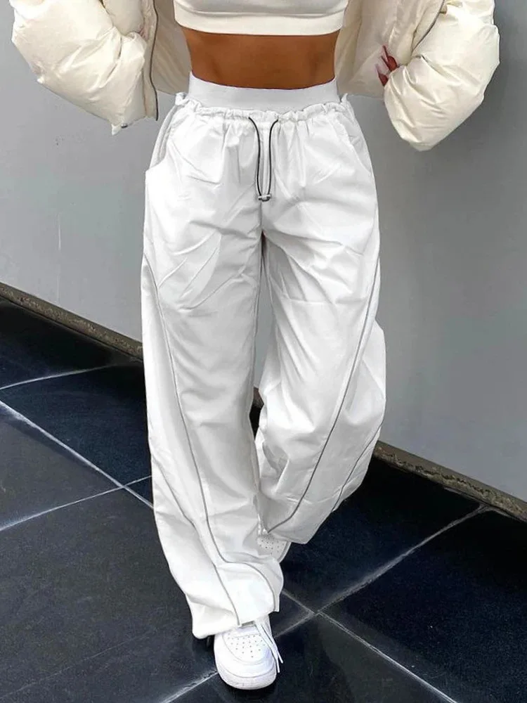 

Loose High Waist Tech Baggy Sweatpants Streetwear Joggers Women Wide Leg Pants Casual Basic Punk Trousers Fashion