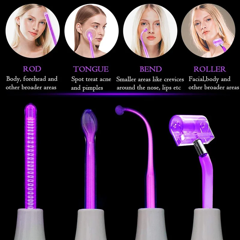 Four-tube electrode skin care rod portable high-frequency facial treatment rod hand-held electric facial beauty tool