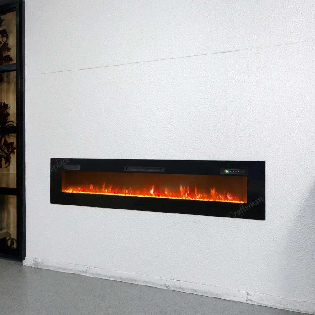 

Heated Electric Fireplace 88 Inches Ultra-thin LED Light-emitting Diode Charcoal Stove Wall-mounted Realistic Household Hotel