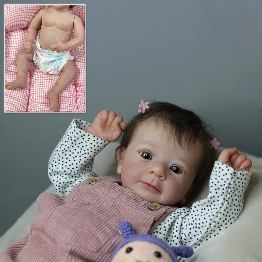 49CM Full Body Silicone Vinyl  Reborn Baby Doll Felicia Same as Picture Lifelike Soft Touch3D Skin Hand-Root Hair Visible