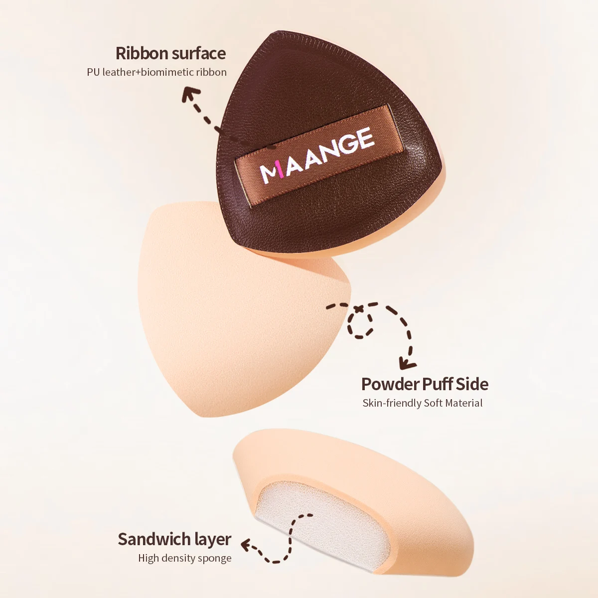 MAANGE 15 Uds herramienta de maquillaje 13 Uds juego de brochas de maquillaje base en polvo colorete sombra de ojos cepillo 2 uds cojín de aire Puff mezcla de belleza