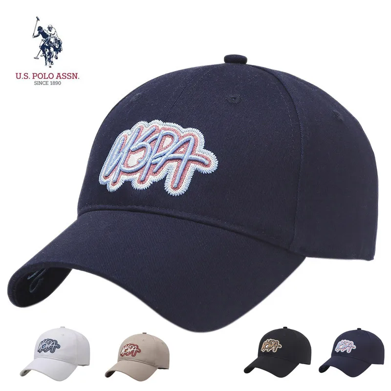 U.S. Polo Assn. Breathable Adjustable Cotton Baseball Cap Unisex Fashion Sun Hat with Color Logo for Men And Women