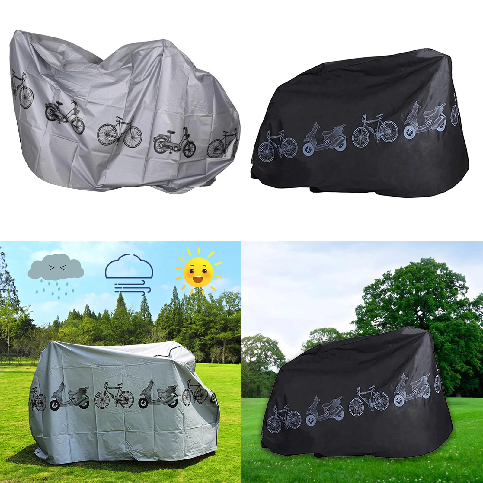 Waterproof Bike Covers Polyester Protect Against Sun Rain Dust Grey/Black 180g 200×100 CM Electric Vehicles Bikes Accessory