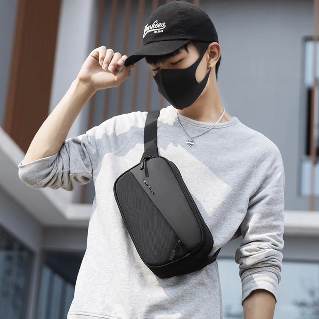 MARK RYDEN Urban Techwear Chest Bag Men Water Repellent Crossbody Fanny Pack for Daily