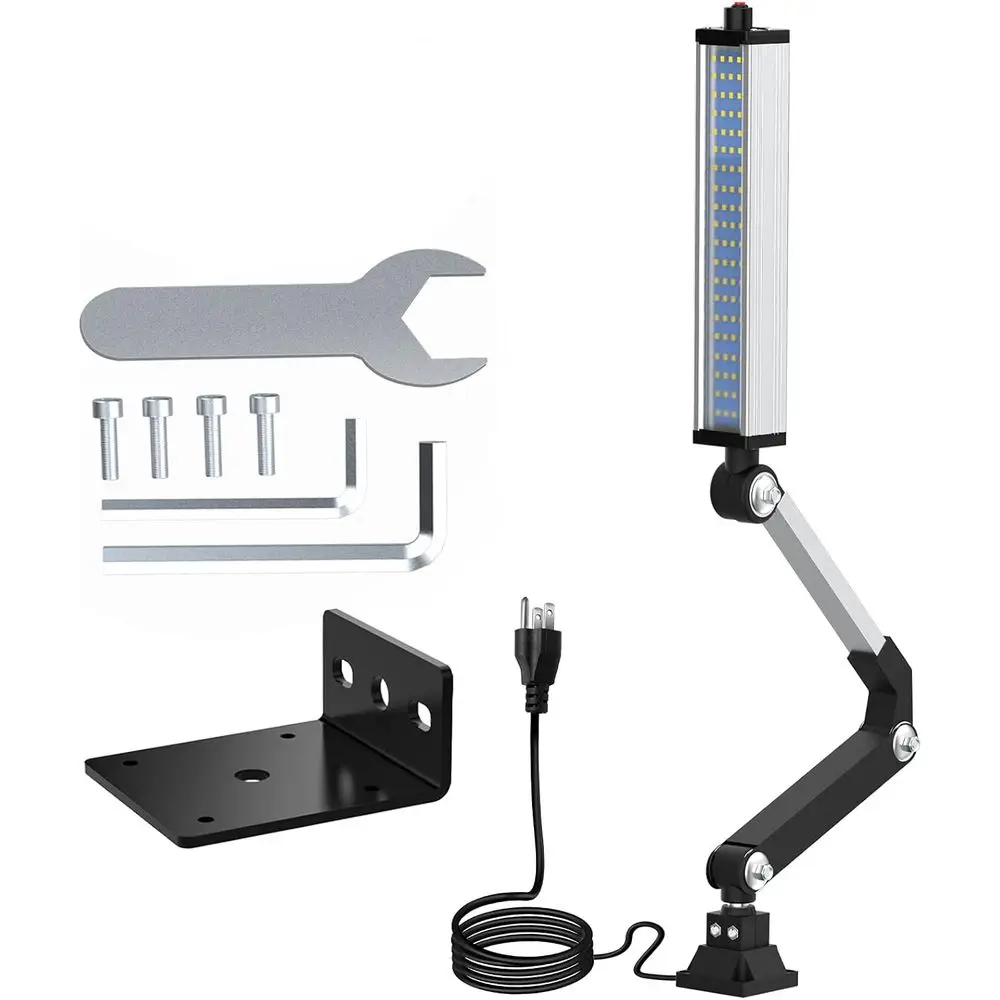 

LED Machine Work Light 120V 16W Waterproof Aluminum Alloy Long Arm for CNC Lathe Drill Table Industrial Lighting