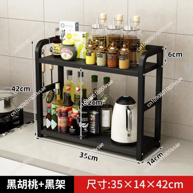 New 2-Layers Metal Countertop Shelf Large Capacity Stable Kitchen Rack Space Saving Multi-function Seasoning Rack Kitchen Use