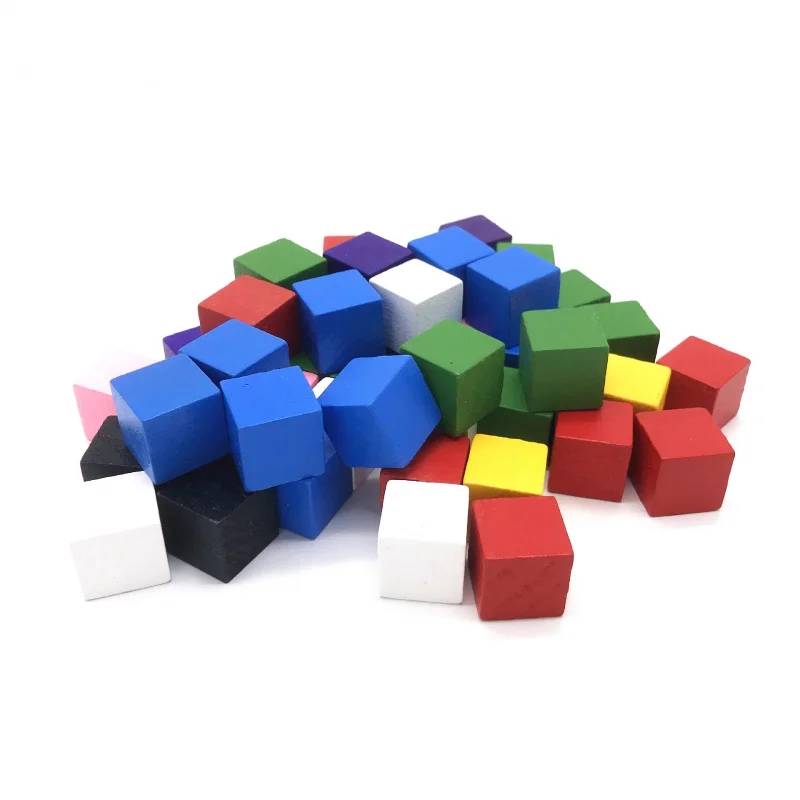 500pcs/set Wood Cubes 10mm Blocks Blank Dice Square Corner Colorful Board Games Dices For Game pieces Early Education