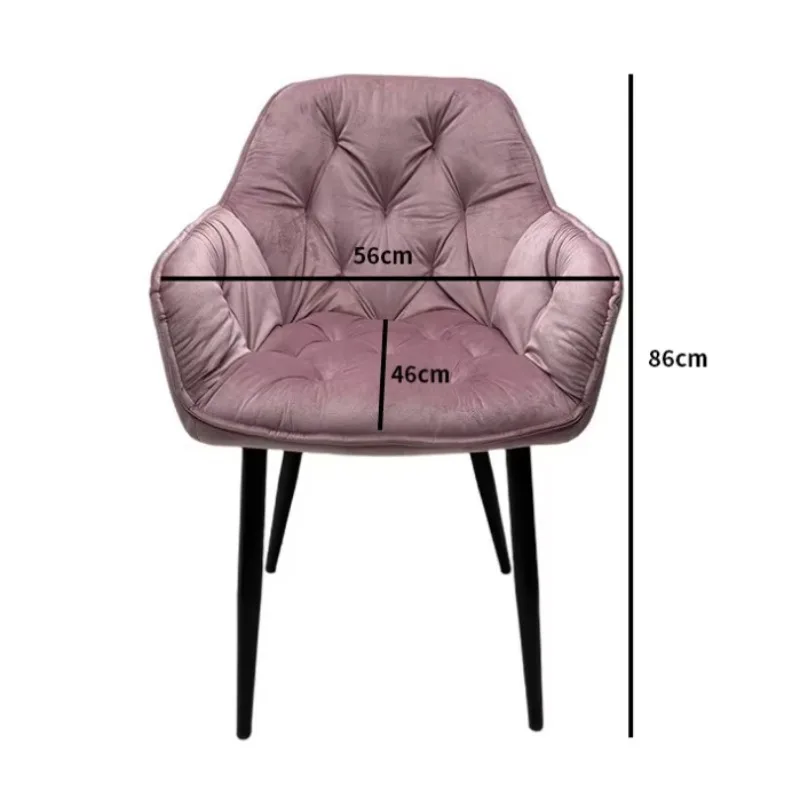2 Pcs Nordic Modern Luxury Tufted Velvet Dining Chairs, Upholstered Soft Armrest Chairs for Living Room Dining Table Home Decor view 6