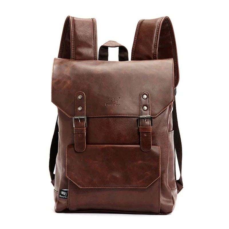 HOT Sell Brand Leather Men Vintage Backpacks Casual Daypacks Teenager Laptop Shoulder School Bag Korean Travel Backpack Mochila