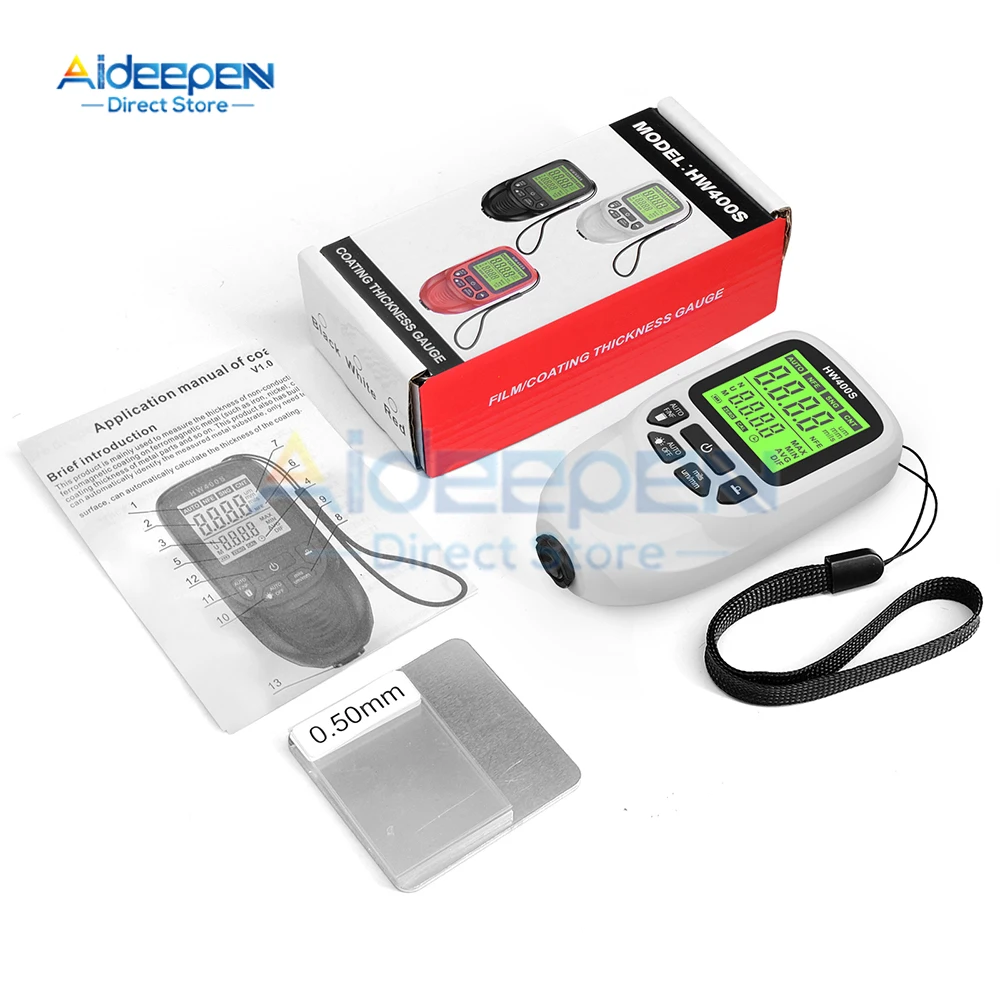 HW-400/HW-400S Car Paint Film Automatic Thickness Gauge 0-2000UM Fe & NFe Coating Thickness Tester Manual Automotive Paint Tools