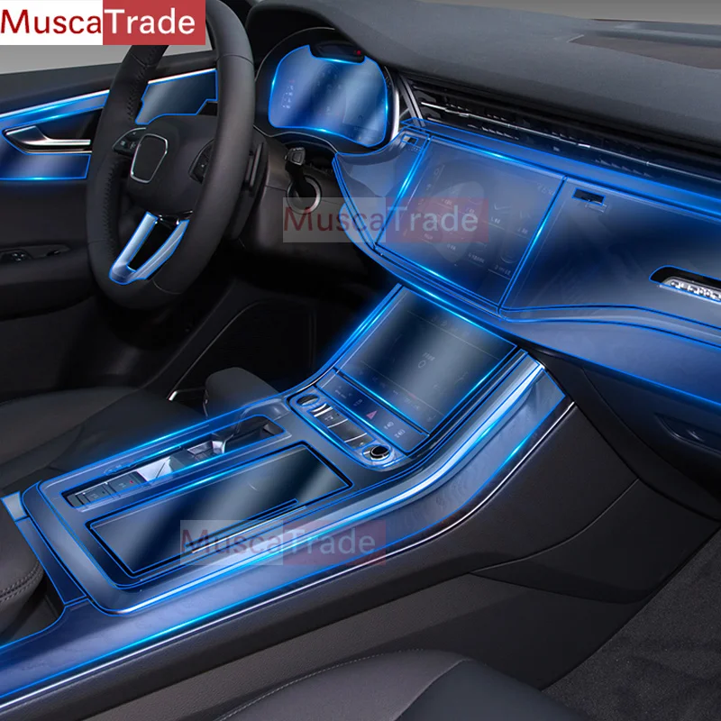 

For Audi Q7 Q8 2019-2023 Car Interior Center console Transparent TPU Protective film Anti-scratch Repair film Accessories Refit