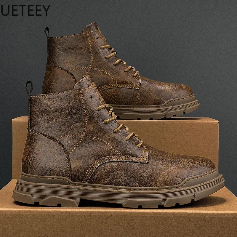 UETEEY-Botas de invierno para hombre, zapatos de plataforma de alta calidad, zapatos de nieve, Tops altos, populares, elegantes, cálidos, nuevos, clásicos