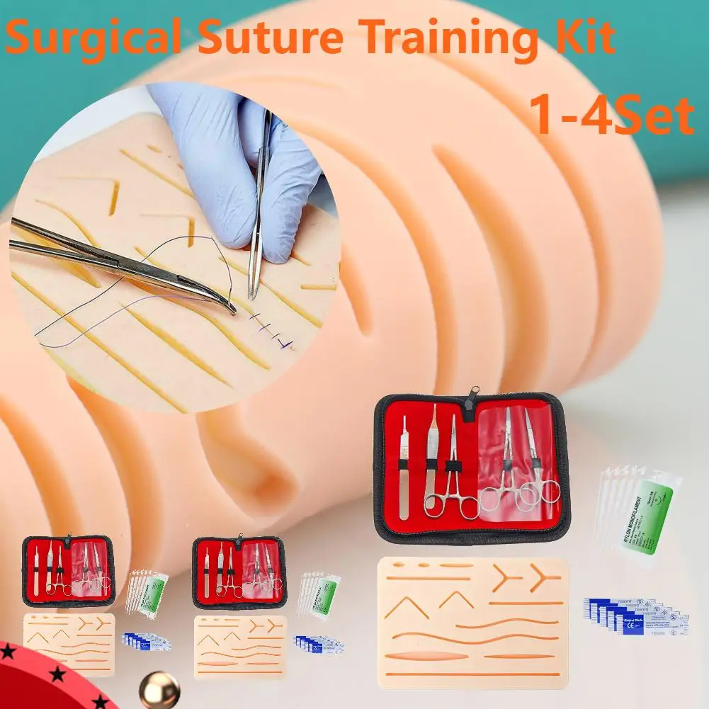 4-1set Simulation Wounds Suture Training Pads Human Traumatic Skin Model kit for Medical Student Suture Laboratory Equipments